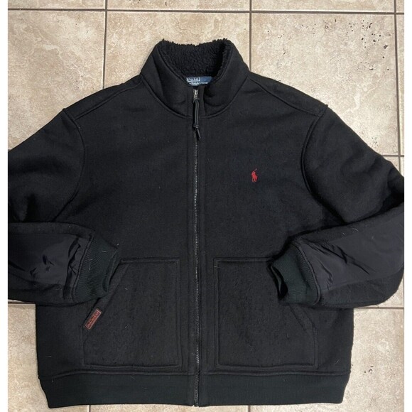 Polo Ralph Lauren Men’s XXL Jacket Sherpa Lined Fleece Full Zip VTG 2XL Black - Picture 1 of 9